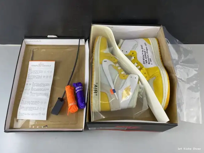 1st Kicks 1 AQ0818-149 Air Jordan x Off-White Powder Yellow-Cone NRG Dark White 0524